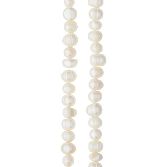 White Pearl Rondelle Beads, 8mm by Bead Landing™